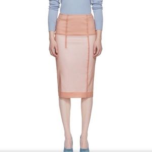 Victoria Beckham Pink Linear Pencil Skirt